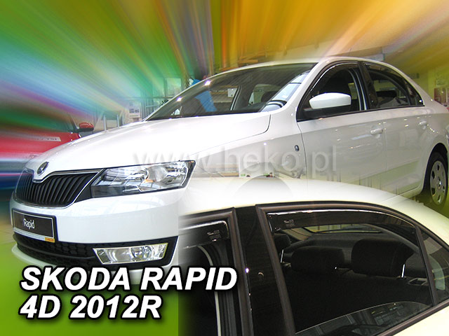 Ofuky oken Škoda Rapid 2012- přední+zadní Heko